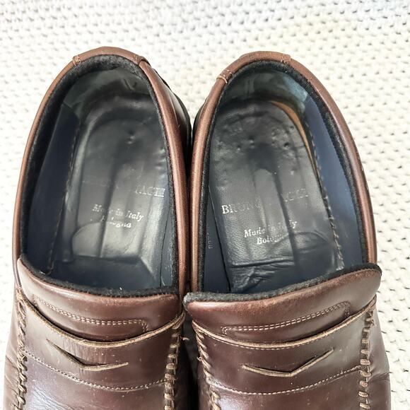 Bruno Magli Chocolate Brown Leather Bryant Slip On Loafer Casual Shoes 9 Men - Picture 4 of 11